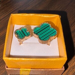 Gold and Green Double Clover Ring size 10